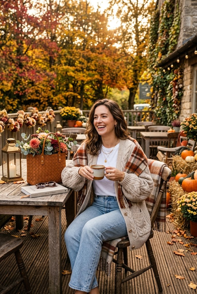 Cardigan and Straight-Leg Jeans Combo