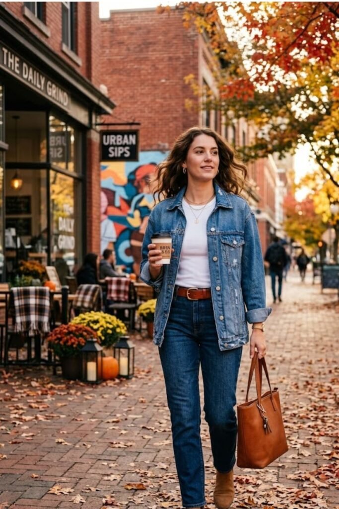 Casual Denim-on-Denim Fall Look